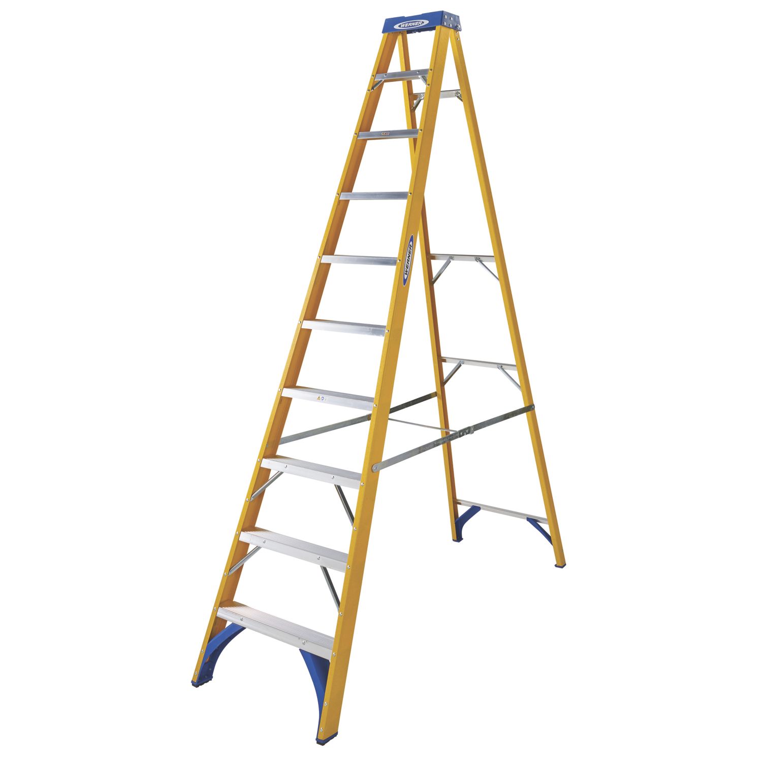 Werner Fibreglass 2.8m 10 Step Swingback A Frame Step Ladder (6168X)