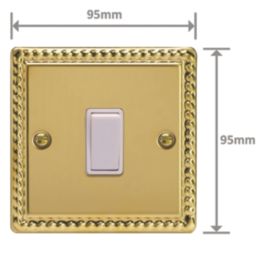 Varilight  10A 1-Gang Intermediate Switch Georgian Brass with White Inserts