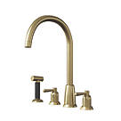 ETAL Cuthbert  Dual Lever 4-Hole Kitchen Tap with Rinse Brushed Brass