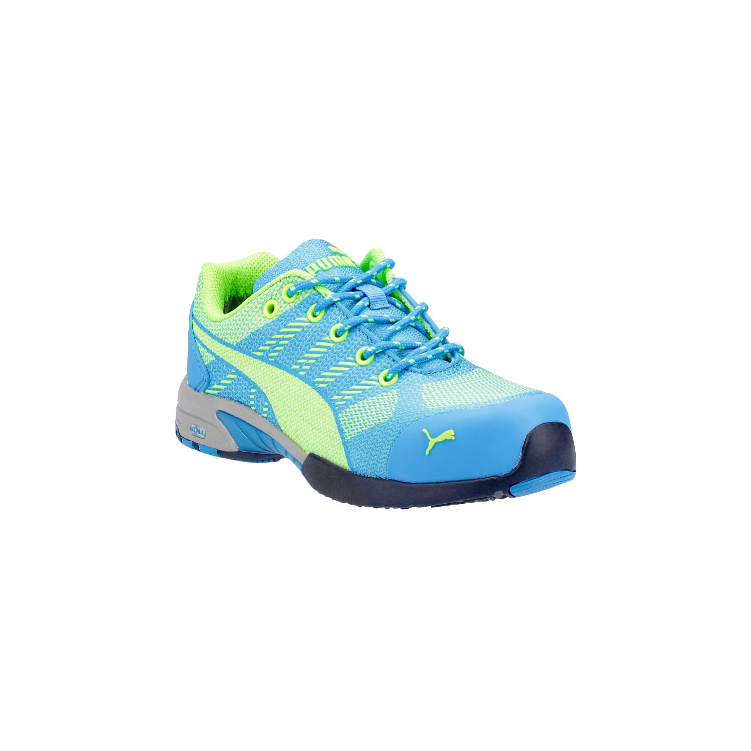 Puma Celerity Knit Size 4 Womens Blue/Green Steel Toe Cap Safety Trainers (616JX)