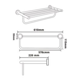 ETAL  Towel Rail Shelf Stainless Steel 610mm x 220mm x 115mm
