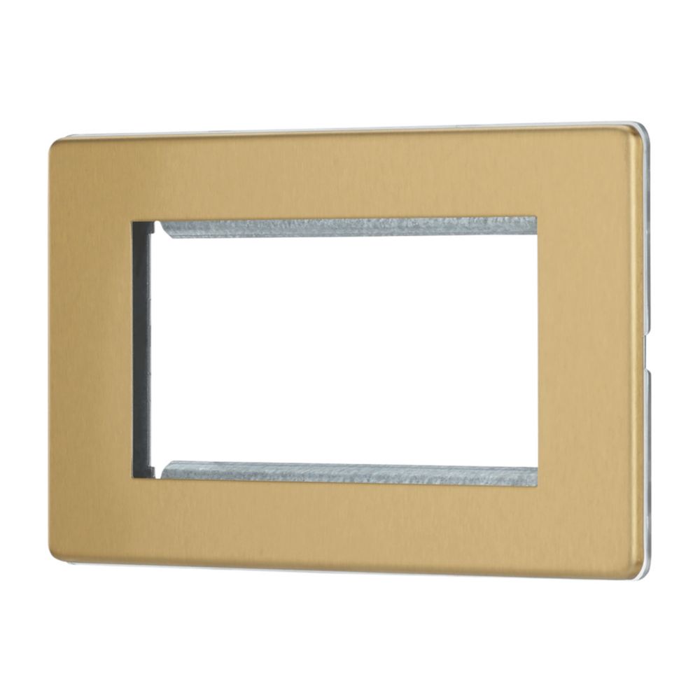 Contactum Lyric 4-Module Modular Faceplate Brushed Brass - Screwfix