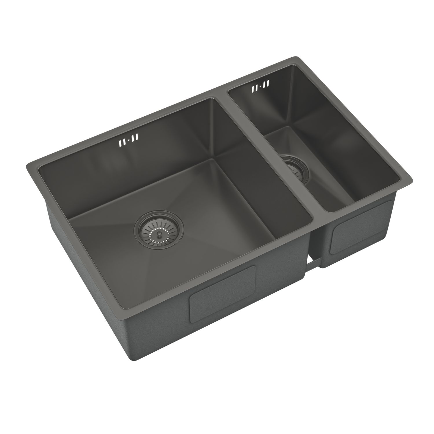 ETAL Elite 1.5 Bowl Stainless Steel Kitchen Sink Gun Metal Left-Handed 670mm x 440mm (616VN)