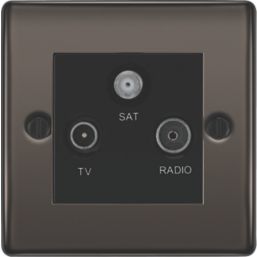 British General Nexus Metal 1-Gang Triplex TV Socket Black Nickel