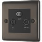 British General Nexus Metal 1-Gang Triplex TV Socket Black Nickel