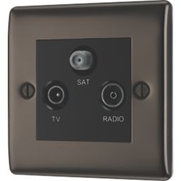 British General Nexus Metal 1-Gang Triplex TV Socket Black Nickel