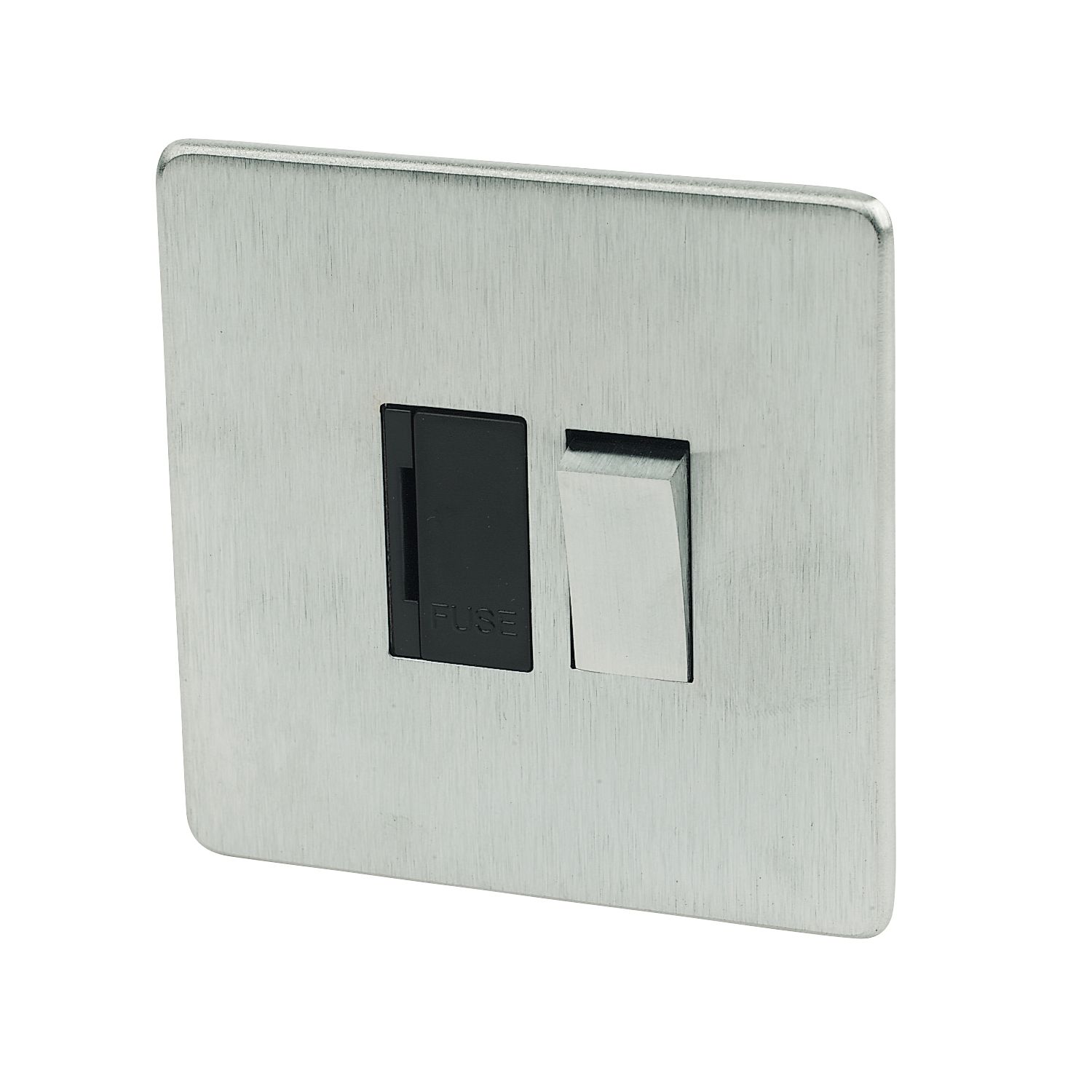 Crabtree Platinum 13A Switched Fused Spur Satin Chrome with Black Inserts (61774)