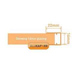 ALUKAP-XR Silver 16mm C-Section Glazing Bar 3000mm x 16mm