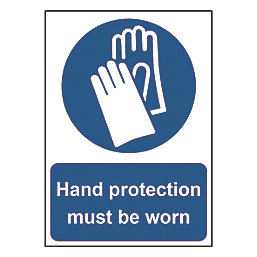"Hand Protection Must Be Worn" Sign 210mm x 148mm