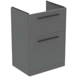 Ideal Standard i.life A Floorstanding Vanity Unit With Black Handles & Basin Matt Quartz Grey 600mm x 440mm x 853mm
