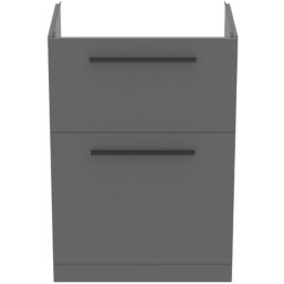 Ideal Standard i.life A Floorstanding Vanity Unit With Black Handles & Basin Matt Quartz Grey 600mm x 440mm x 853mm