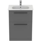 Ideal Standard i.life A Floorstanding Vanity Unit With Black Handles & Basin Matt Quartz Grey 600mm x 440mm x 853mm