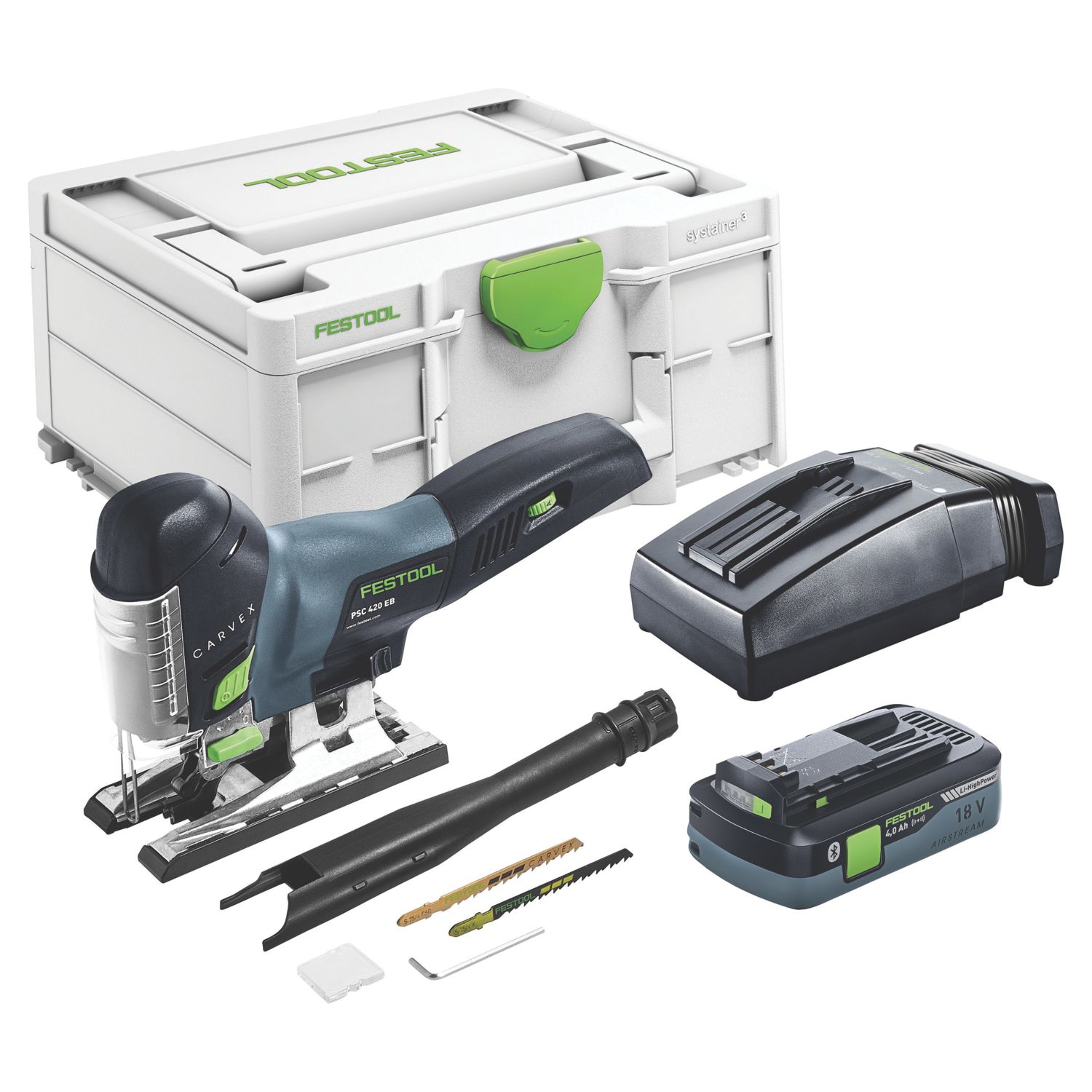 Festool PSC 420 4.0 EB-Plus Carvex 18V 1 x 4.0Ah Li-Ion Airstream Li-High Power Brushless Cordless Jigsaw (617HN)