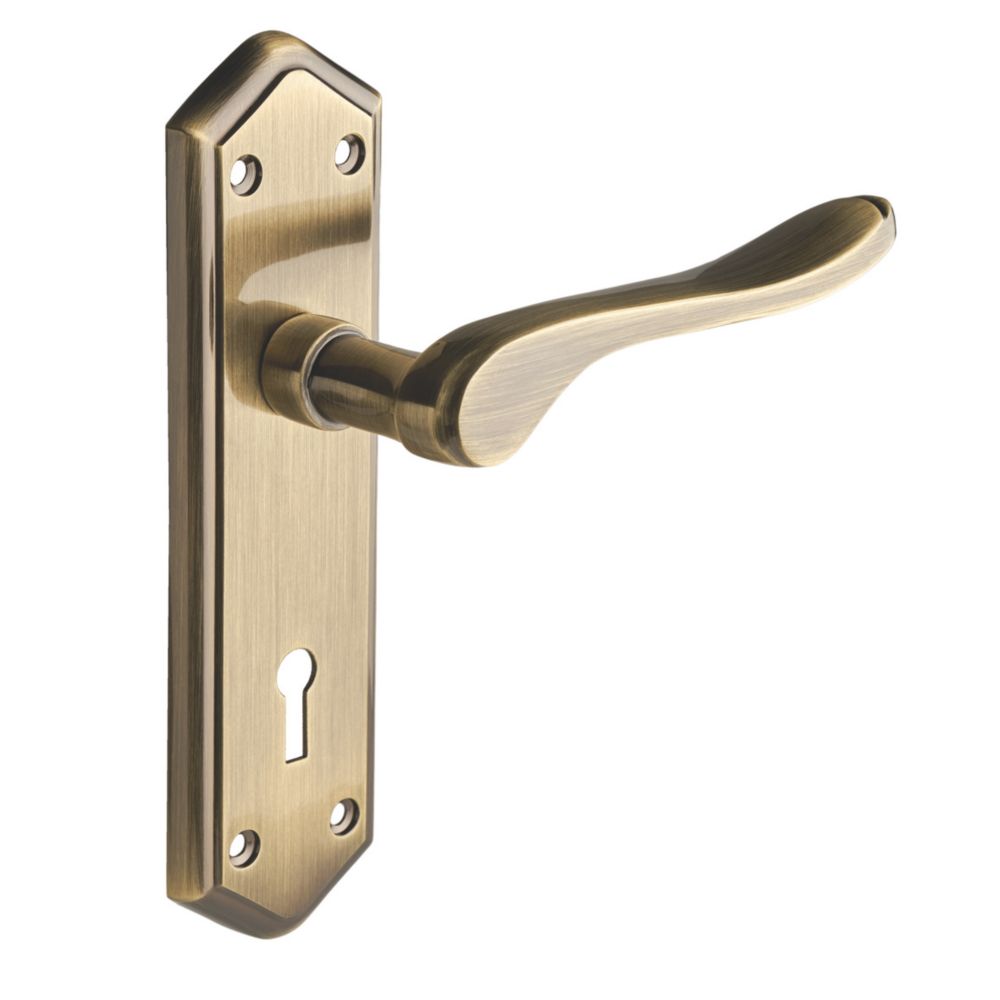 Designer Levers Bewdley Fire Rated Lever Lock Door Handle Pair Antique