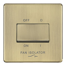 LAP  10A 1-Gang 3-Pole Fan Isolator Switch Antique Brass  with Colour-Matched Inserts