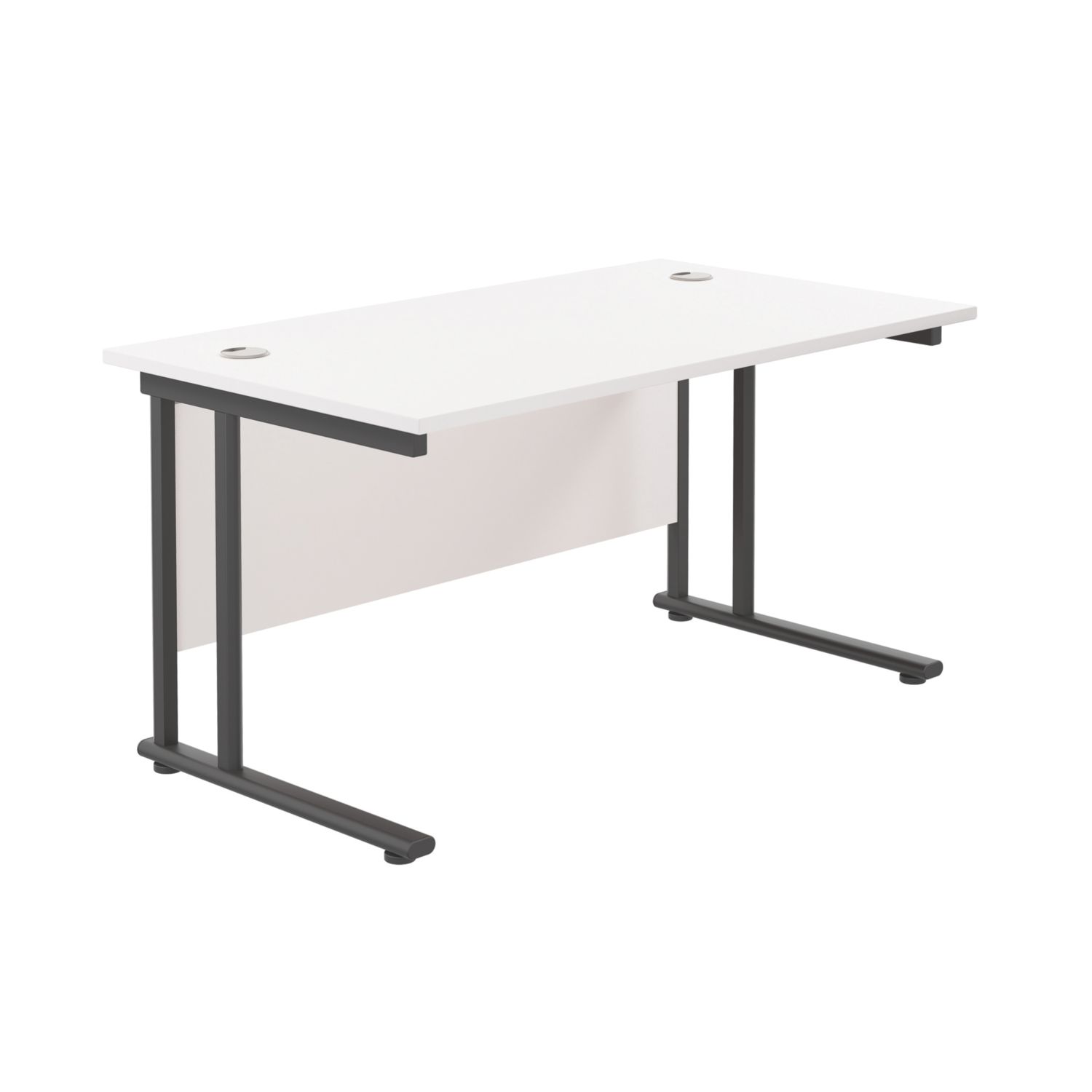 TC Group Aztec Twin Upright Rectangular Office Desk White/Black 1200mm x 800mm (617TT)