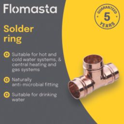 Flomasta  Copper Solder Ring Equal Tees 22mm 5 Pack