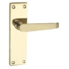 Smith & Locke  Fire Rated Latch Door Handles Pair Polished Brass