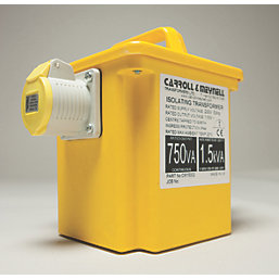 Carroll & Meynell  1500VA Intermittent Step-Down Isolation Transformer 230V/110V Yellow