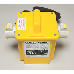 Carroll & Meynell  1500VA Intermittent Step-Down Isolation Transformer 230V/110V Yellow