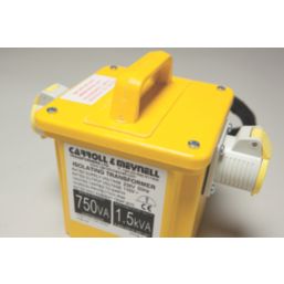 Carroll & Meynell  1500VA Intermittent Step-Down Isolation Transformer 230V/110V Yellow