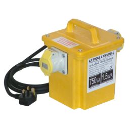 Carroll & Meynell  1500VA Intermittent Step-Down Isolation Transformer 230V/110V Yellow