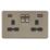 Knightsbridge  13A 2-Gang DP Switched Socket + 2.25A 45W 2-Outlet Type A & C USB Charger Antique Brass with Black Inserts