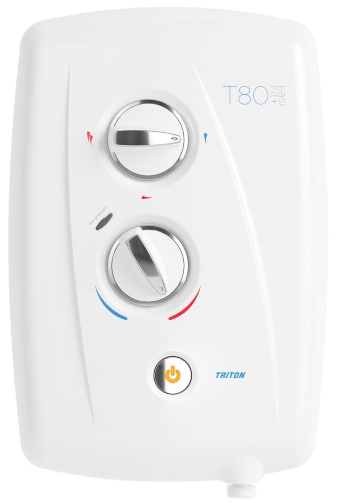 Triton T80 Easi-Fit + White / Chrome 7.5kW Electric Shower - Screwfix