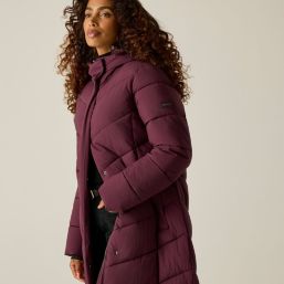 Regatta Eloria Womens Hooded Long Quilted Coat Fig - 909 Size 8