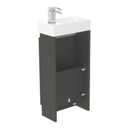Newland  Single Door Floor Standing Vanity Unit with Basin Matt Midnight Mist 400mm x 220mm x 850mm