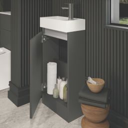 Newland  Single Door Floor Standing Vanity Unit with Basin Matt Midnight Mist 400mm x 220mm x 850mm