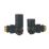 Towelrads  15mm x 1/2" Black Angled & L/S Designer Manual Radiator Valve & Lockshield  2 Pack