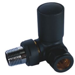 Towelrads  15mm x 1/2" Black Angled & L/S Designer Manual Radiator Valve & Lockshield  2 Pack