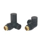 Towelrads  15mm x 1/2" Black Angled & L/S Designer Manual Radiator Valve & Lockshield  2 Pack