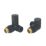 Towelrads  15mm x 1/2" Black Angled & L/S Designer Manual Radiator Valve & Lockshield  2 Pack