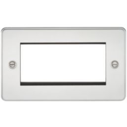 Knightsbridge Flat Plate 4-Module Modular Faceplate Polished Chrome