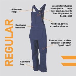 Site Stoian Bib & Brace Navy 2X Large 38" W 32" L