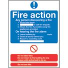 Essentials  Non Photoluminescent "Fire Action" Notice Signs 210mm x 148mm 50 Pack