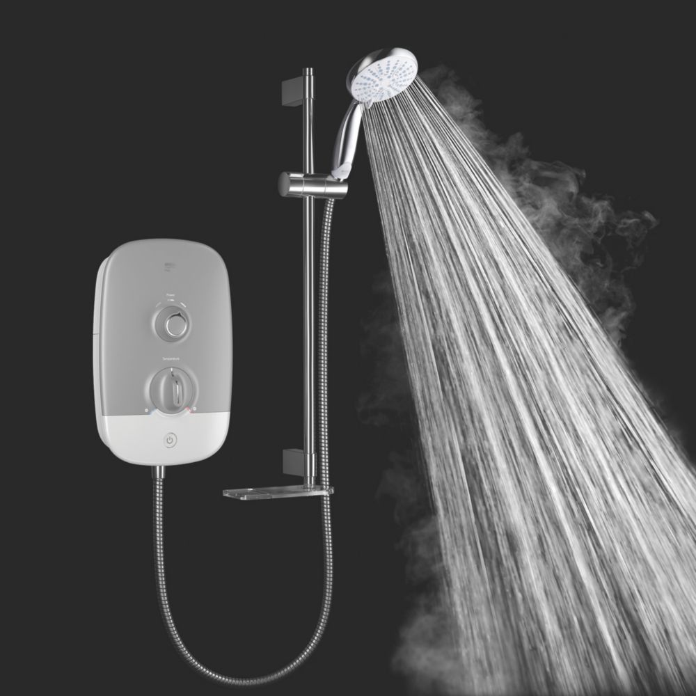 Mira Play White / Grey 10.8kW Electric Shower - Screwfix