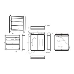 Iowa 2-Door Bathroom Mirror Cabinet With 3300lm LED Light Silver Polished 600mm x 130mm x 700mm