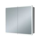 Iowa 2-Door Bathroom Mirror Cabinet With 3300lm LED Light Silver Polished 600mm x 130mm x 700mm