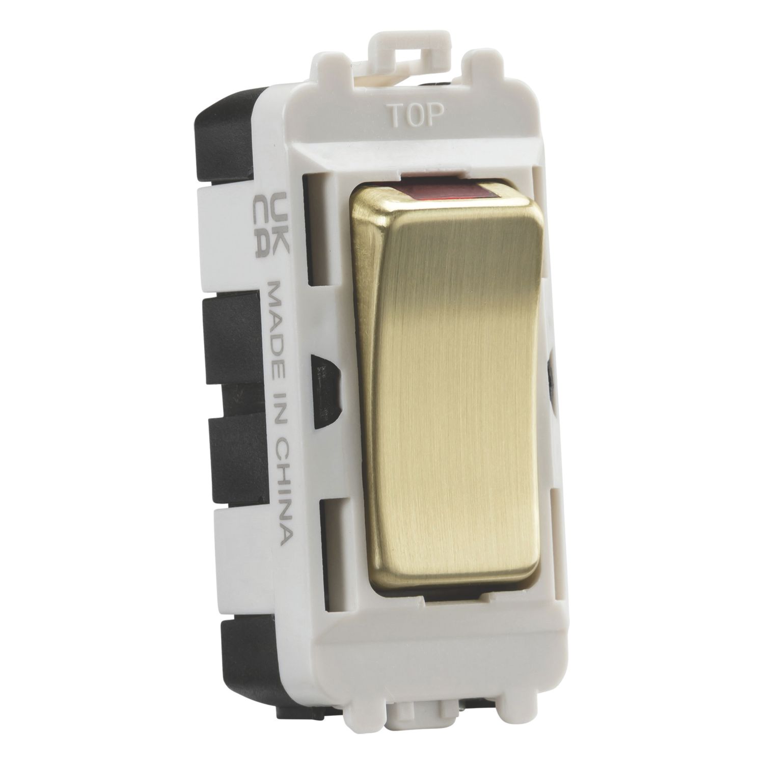 Knightsbridge 20AX Grid DP Control Switch Brushed Brass with LED (619CR)