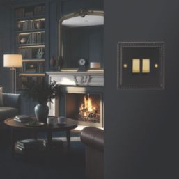Varilight  10A 2-Gang 2-Way Light Switch  Georgian Black