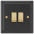 Varilight  10A 2-Gang 2-Way Light Switch  Georgian Black