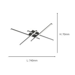 Eglo Vascella LED Square Ceiling Light Black 20W 2500lm