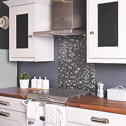 Laura Ashley Lisette Metallic Charcoal Kitchen Splashback 600mm x 750mm x 6mm