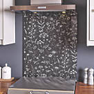 Laura Ashley Lisette Metallic Charcoal Kitchen Splashback 600mm x 750mm x 6mm