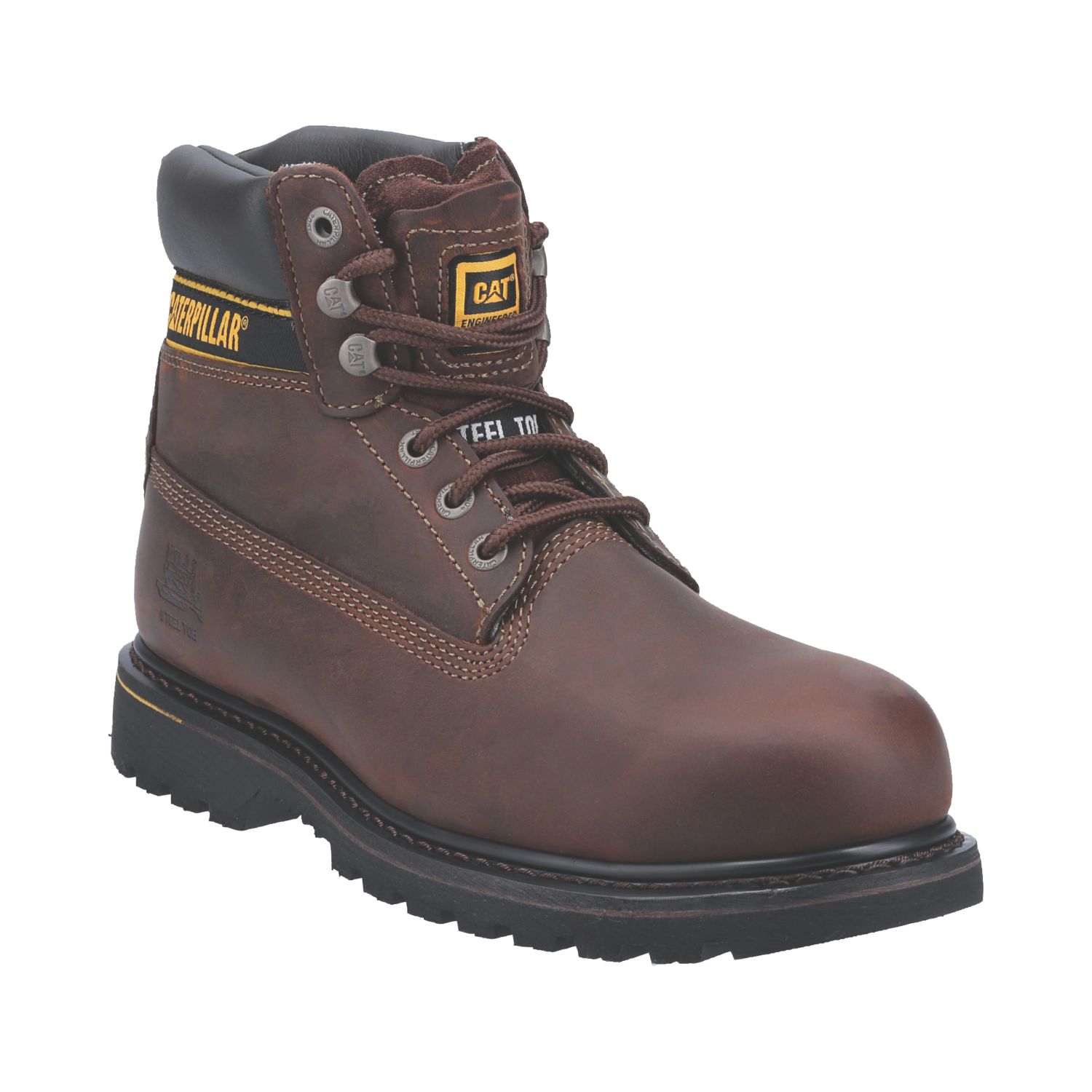 CAT Holton Size 9 Brown Water-Resistant Steel Toe Cap Safety Boots (619JV)