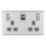 LAP  13A 2-Gang SP Switched Socket + 3A 45W 2-Outlet Type A & C USB Charger Brushed Steel with Grey Inserts