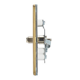 Contactum Lyric 2-Gang Coaxial TV & F-Type Satellite Socket Brushed Brass with White Inserts